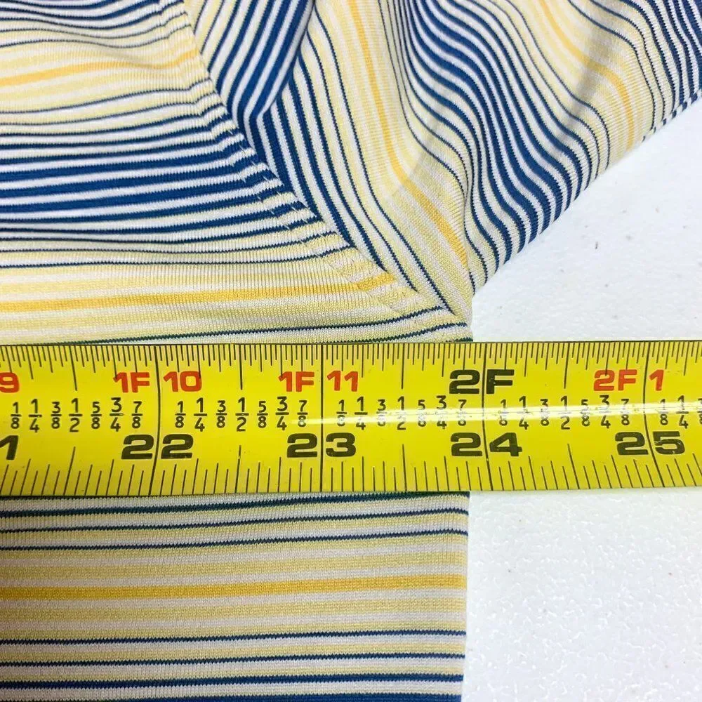 Nike Golf Polo Shirt Mens Large Yellow Blue Dri Fit UV Golfer Rugby Outdoor Camp